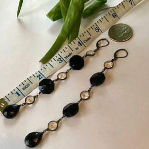 black beaded shoulder grazing drop earrings